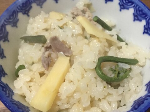 筍とわらびご飯